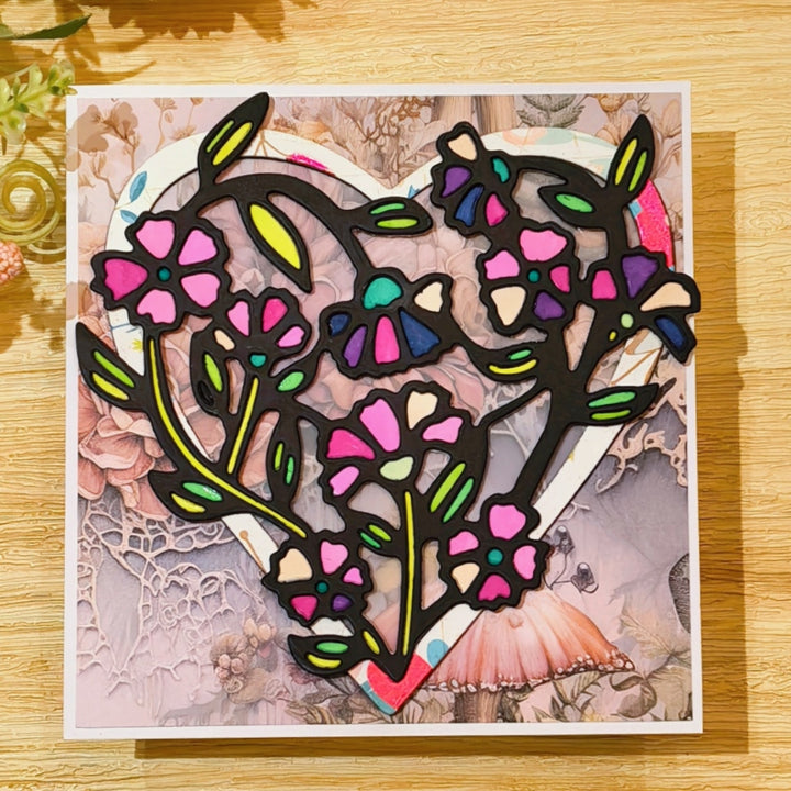 Kokorosa Metal Cutting Dies with Flowers Heart