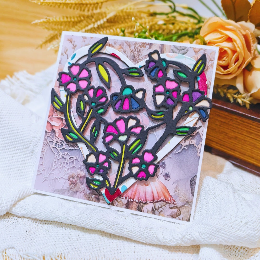 Kokorosa Metal Cutting Dies with Flowers Heart
