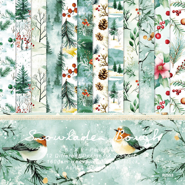 Kokorosa 24PCS 6" Snow Laden Bough Scrapbook & Cardstock Paper