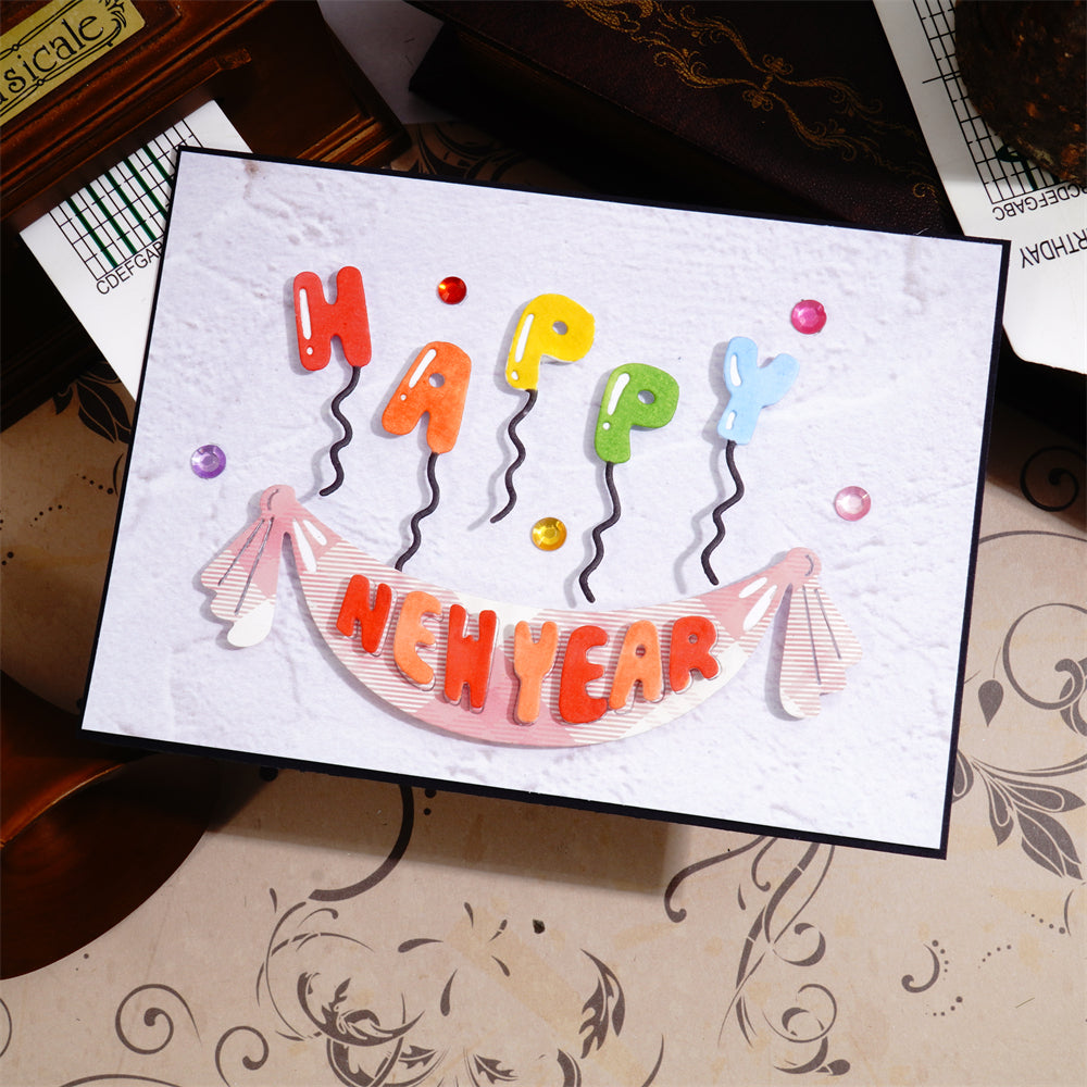 Kokorosa Metal Cutting Dies with Happy New Year Balloons