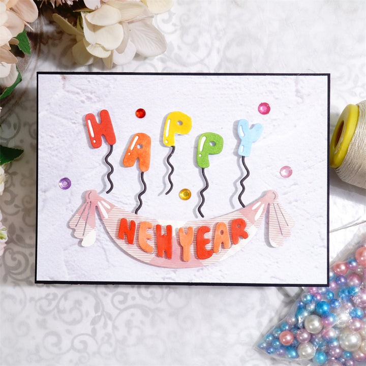 Kokorosa Metal Cutting Dies with Happy New Year Balloons