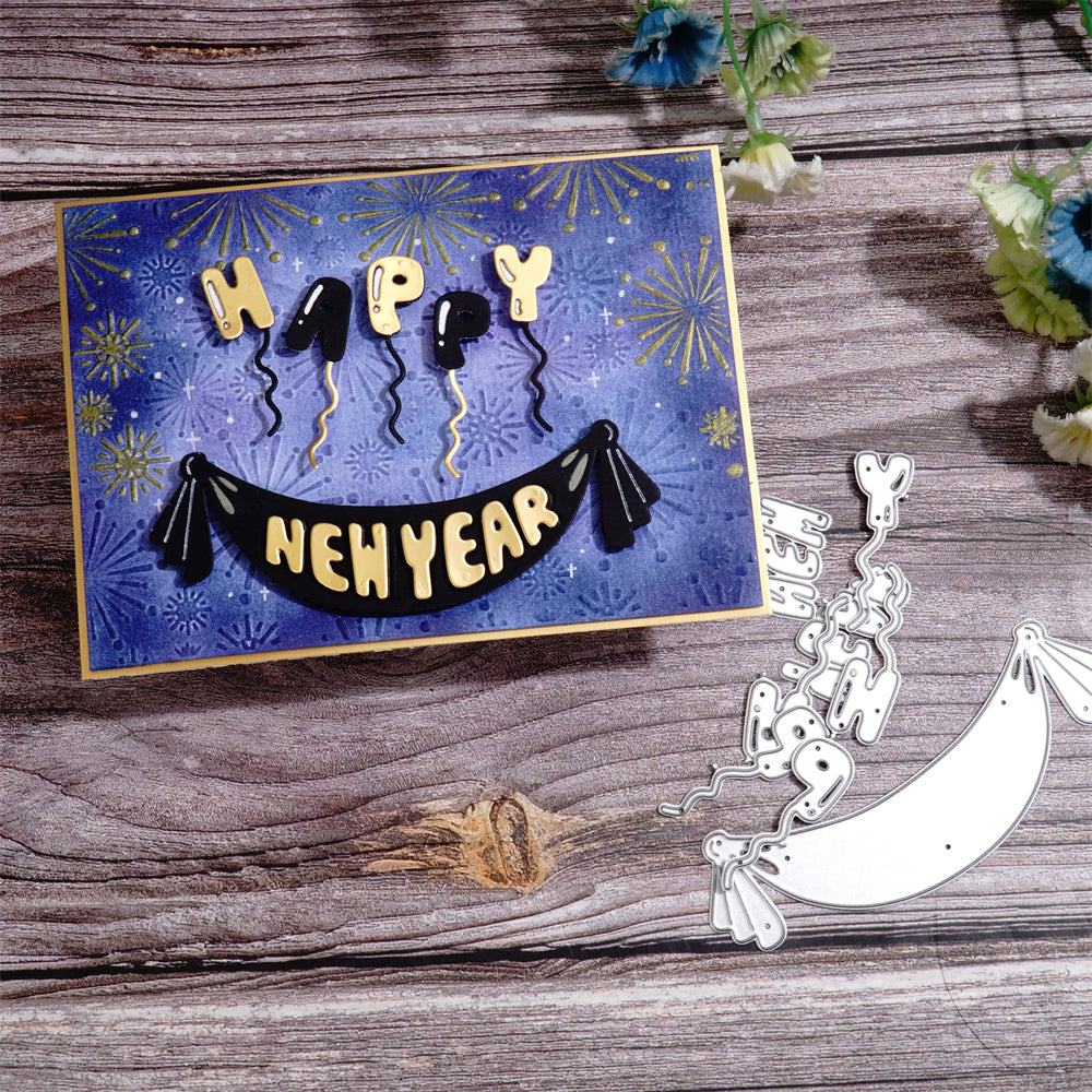 Kokorosa Metal Cutting Dies with Happy New Year Balloons