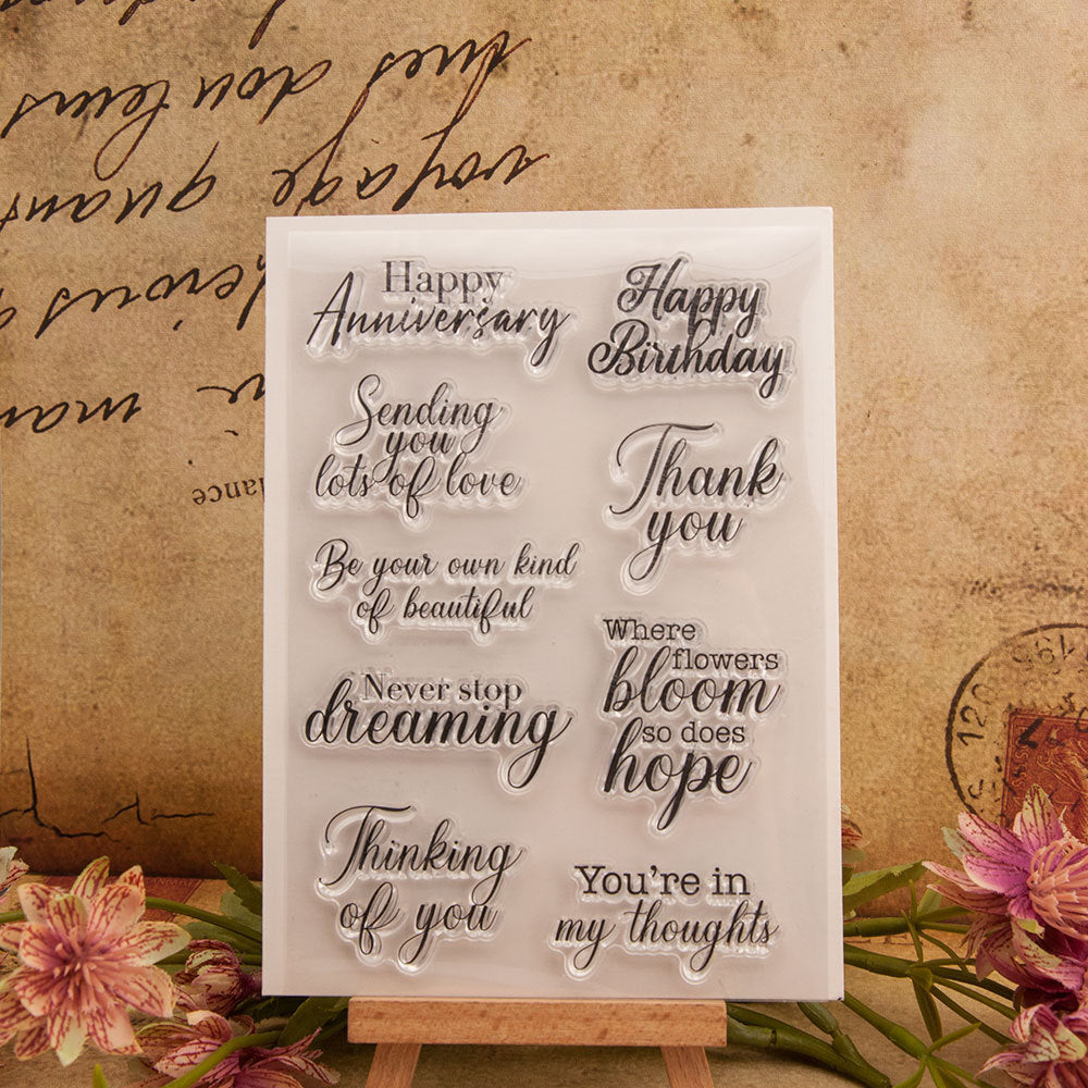 Kokorosa Thankful Words Clear Stamps