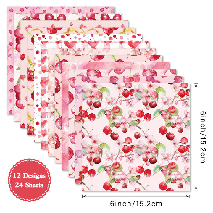 Kokorosa 24PCS 6" Cherry Scrapbook & Cardstock Paper