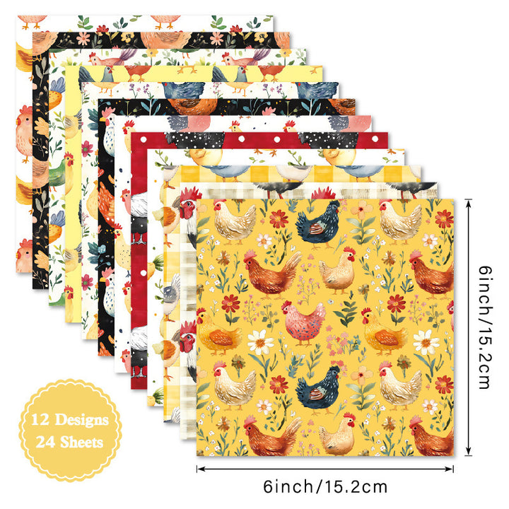 Kokorosa 24PCS 6" Chick Bloom Scrapbook & Cardstock Paper