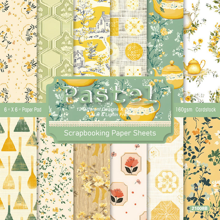 Kokorosa 24PCS 6" Pastel Scrapbook & Cardstock Paper