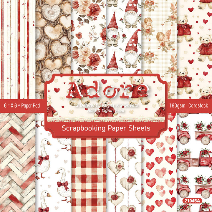 Kokorosa 24PCS 6" Adore Scrapbook & Cardstock Paper