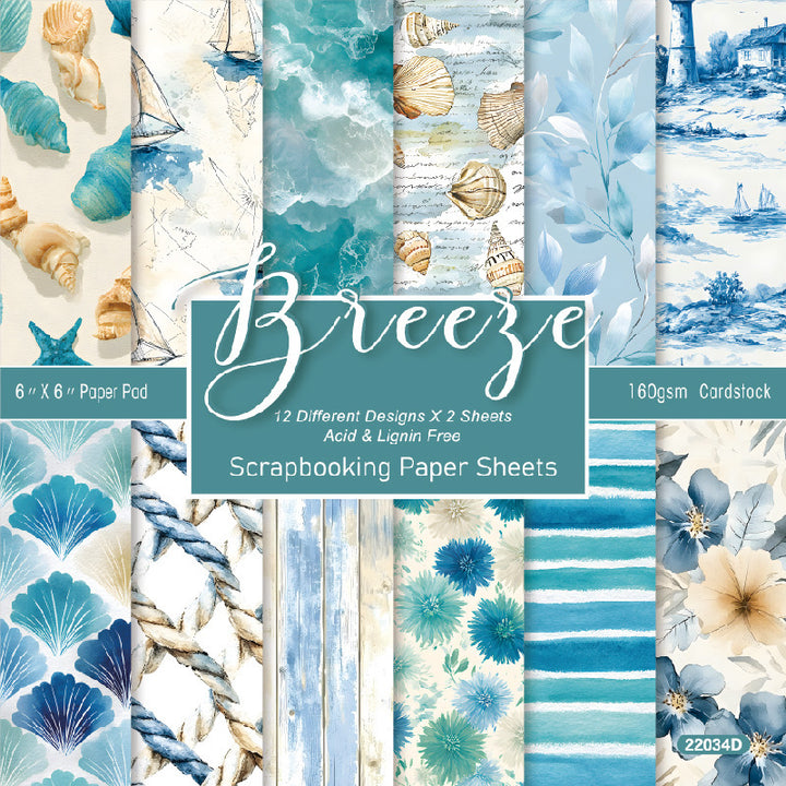Kokorosa 24PCS 6" Breeze Scrapbook & Cardstock Paper