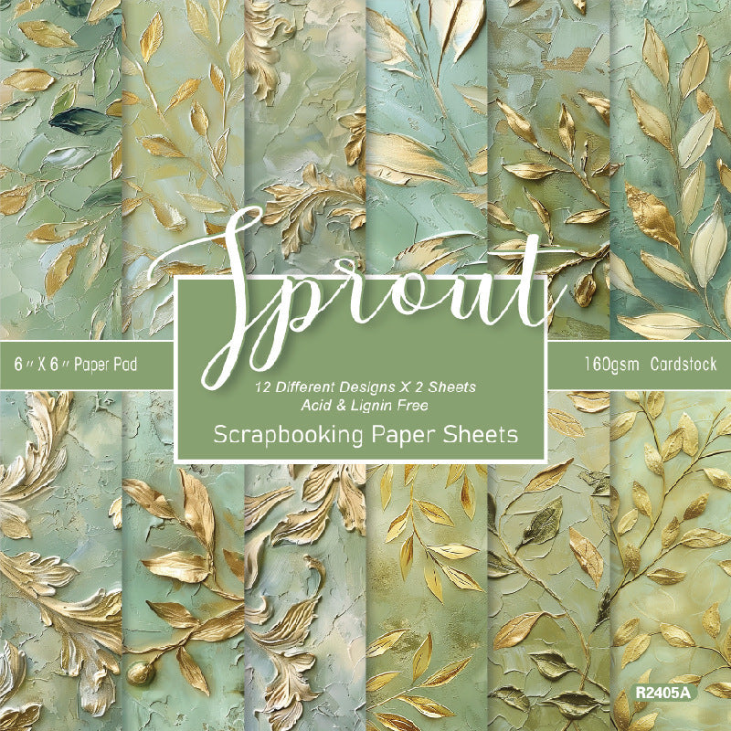 Kokorosa 24PCS 6" Sprout Scrapbook & Cardstock Paper