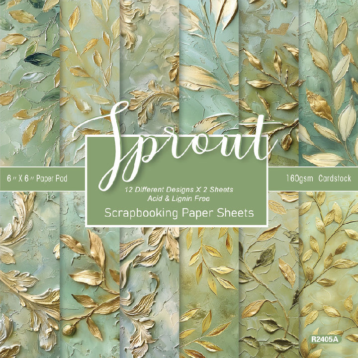 Kokorosa 24PCS 6" Sprout Scrapbook & Cardstock Paper