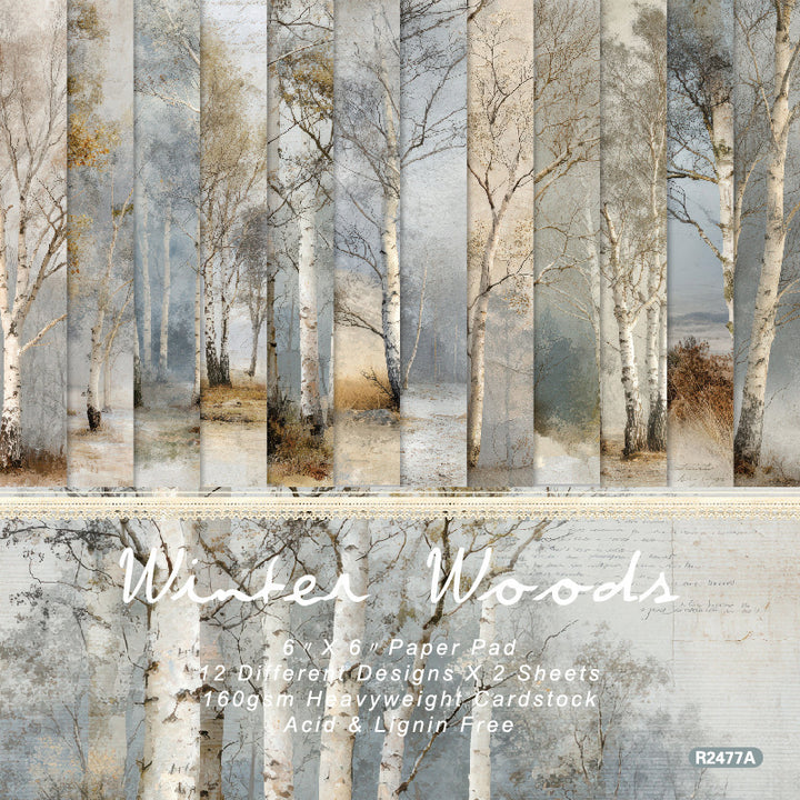Kokorosa 24PCS 6" Winter Woods Scrapbook & Cardstock Paper