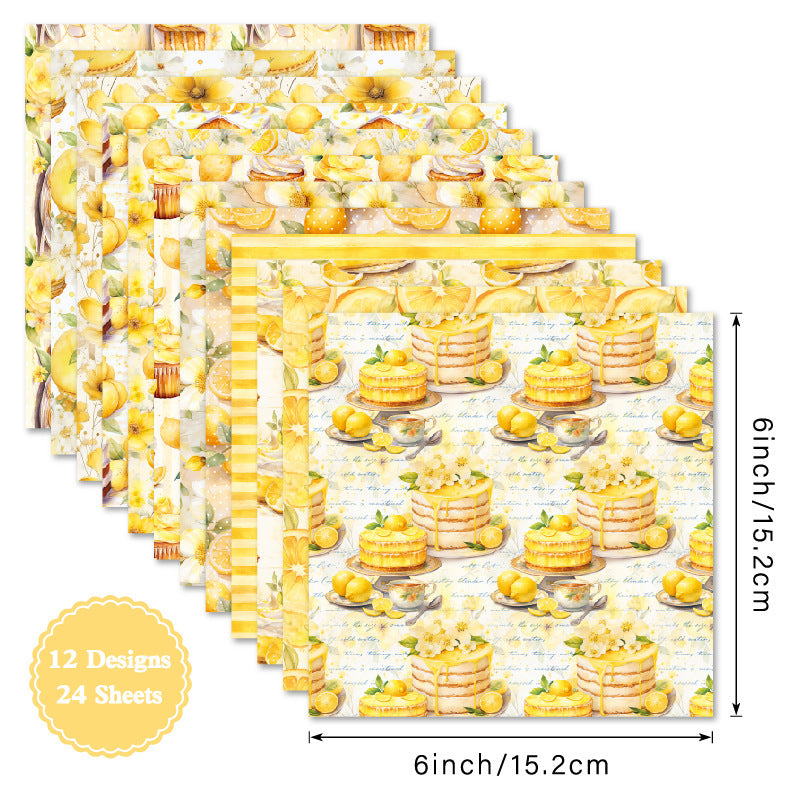 Kokorosa 24PCS 6" Lemon Delights Scrapbook & Cardstock Paper