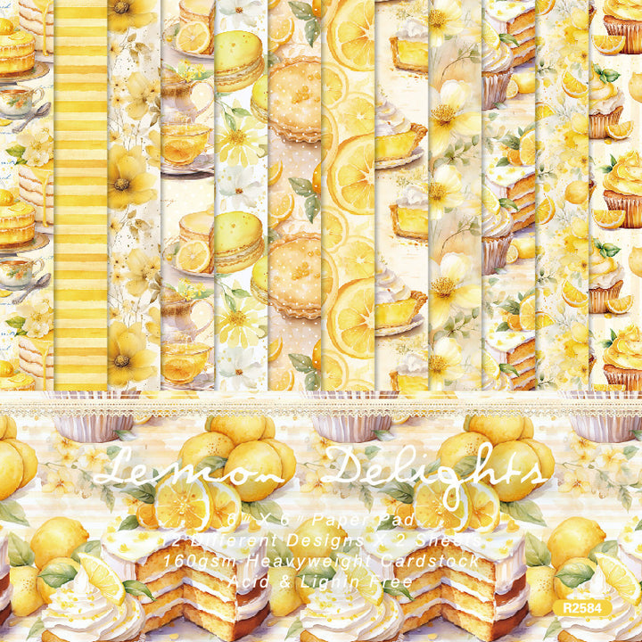 Kokorosa 24PCS 6" Lemon Delights Scrapbook & Cardstock Paper