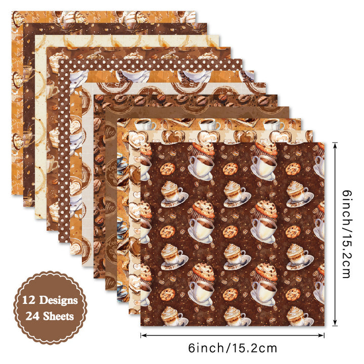 Kokorosa 24PCS 6" Mocha Stories Scrapbook & Cardstock Paper (Copy)