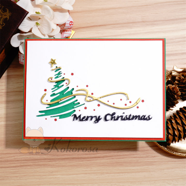 Kokorosa Metal Cutting Dies with Merry Christmas and Tree