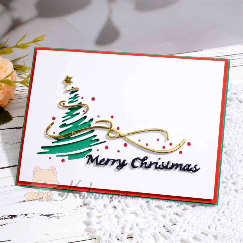 Kokorosa Metal Cutting Dies with Merry Christmas and Tree