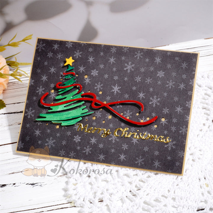 Kokorosa Metal Cutting Dies with Merry Christmas and Tree