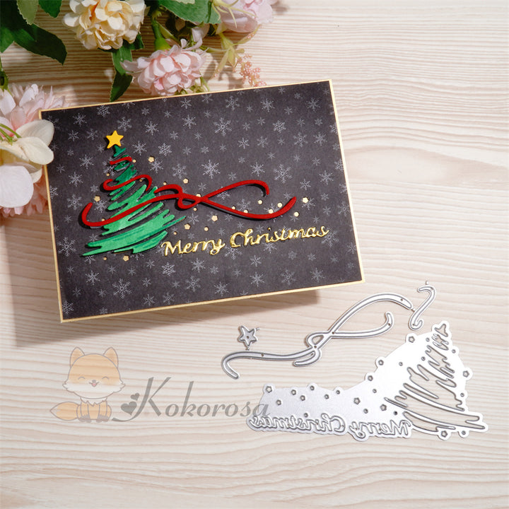 Kokorosa Metal Cutting Dies with Merry Christmas and Tree