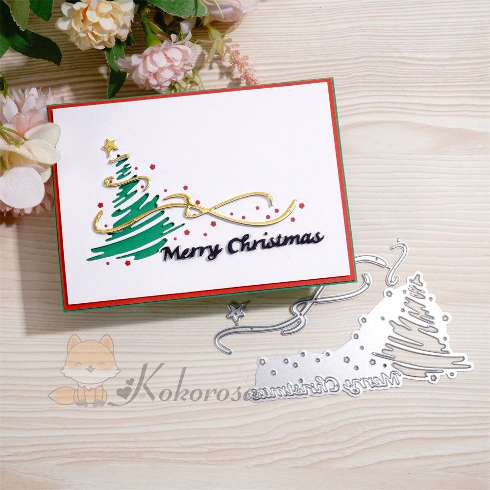 Kokorosa Metal Cutting Dies with Merry Christmas and Tree