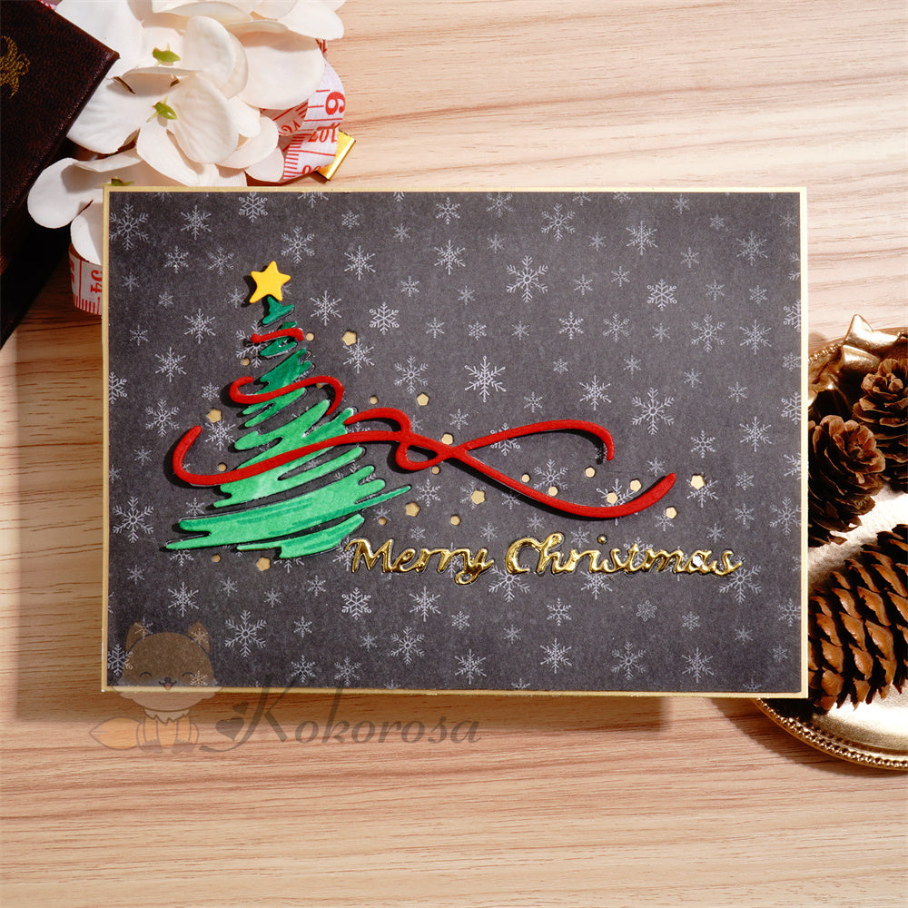 Kokorosa Metal Cutting Dies with Merry Christmas and Tree