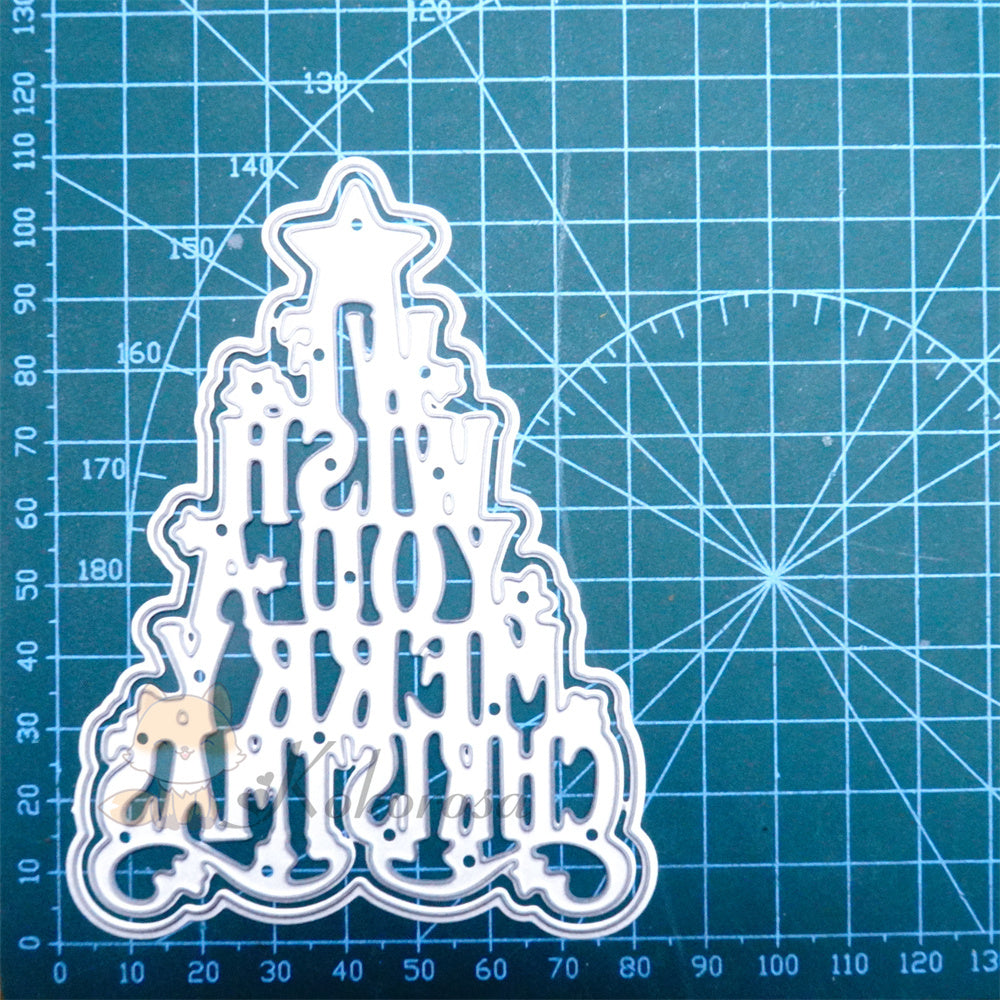 Kokorosa Metal Cutting Dies with "we wish you a merry christmas" Tree