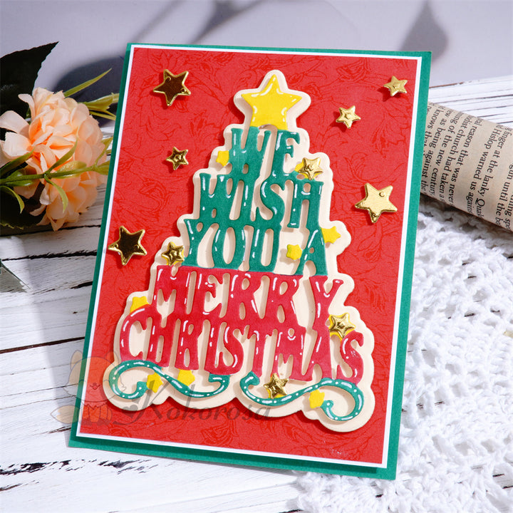 Kokorosa Metal Cutting Dies with "we wish you a merry christmas" Tree