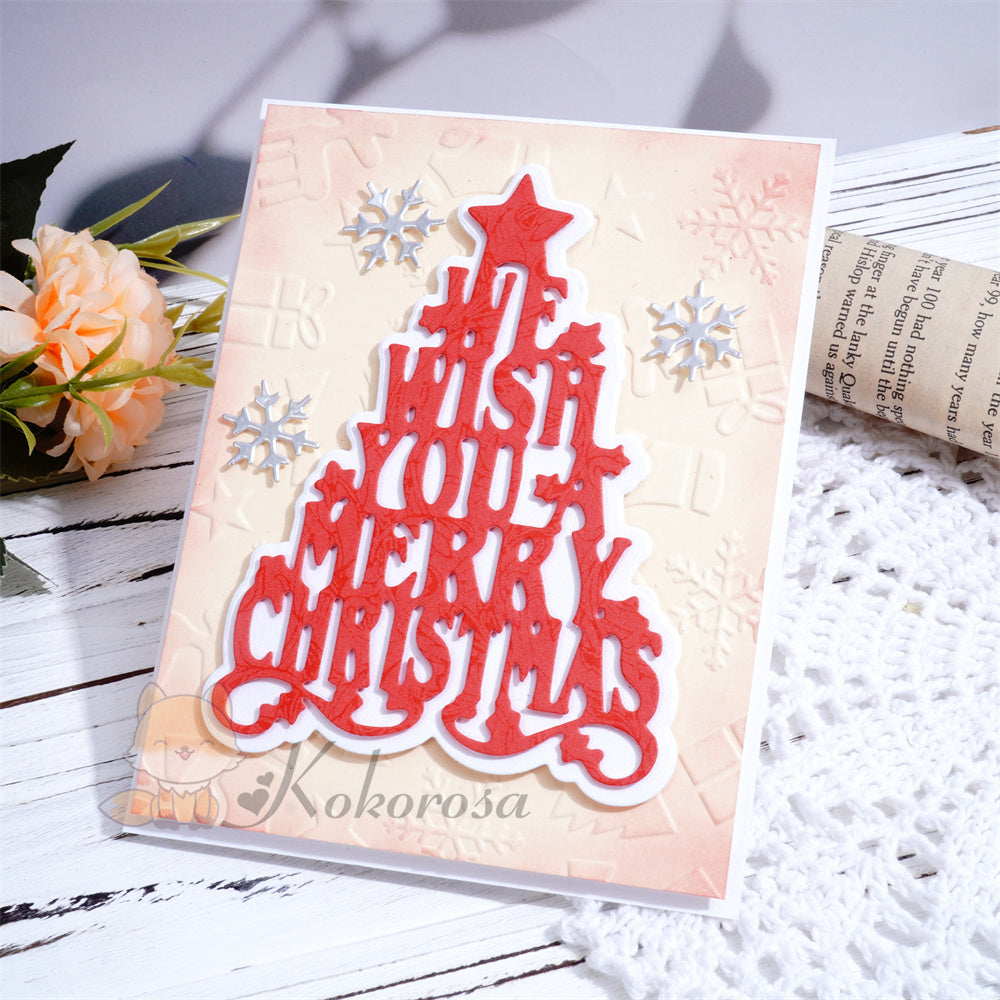 Kokorosa Metal Cutting Dies with "we wish you a merry christmas" Tree