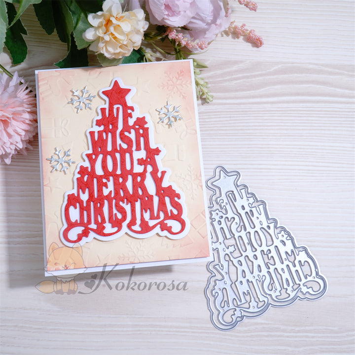 Kokorosa Metal Cutting Dies with "we wish you a merry christmas" Tree