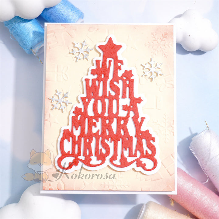 Kokorosa Metal Cutting Dies with "we wish you a merry christmas" Tree