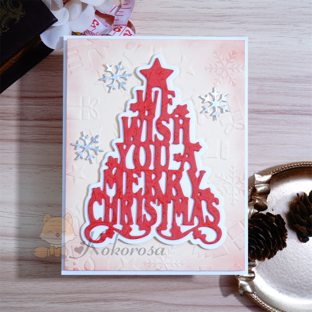 Kokorosa Metal Cutting Dies with "we wish you a merry christmas" Tree