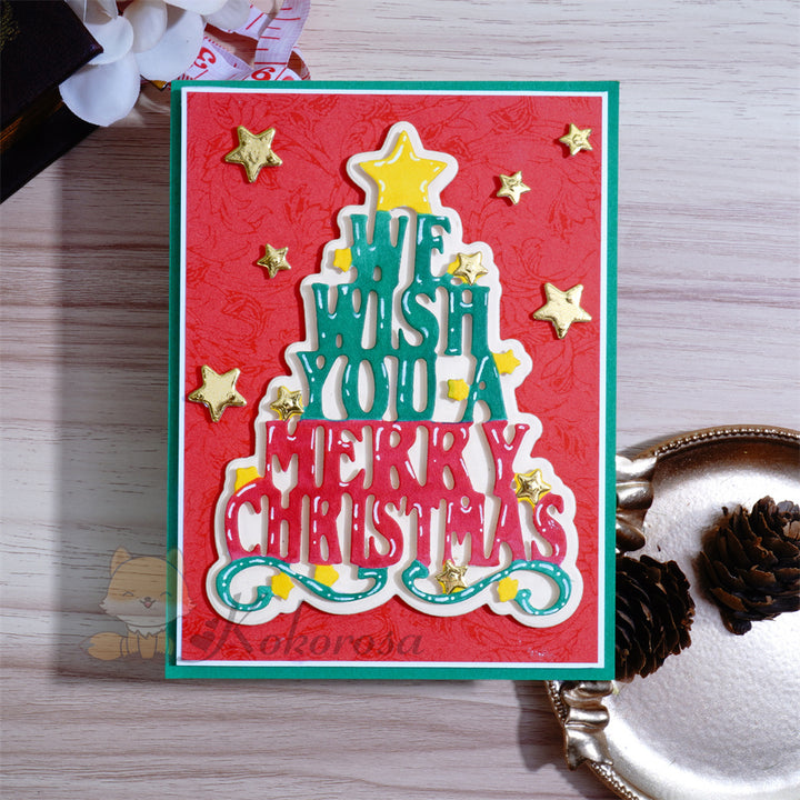 Kokorosa Metal Cutting Dies with "we wish you a merry christmas" Tree