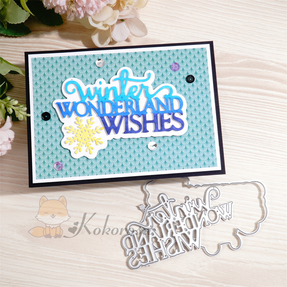 Kokorosa Metal Cutting Dies with 'winter WONDERLAND WISHES' Word