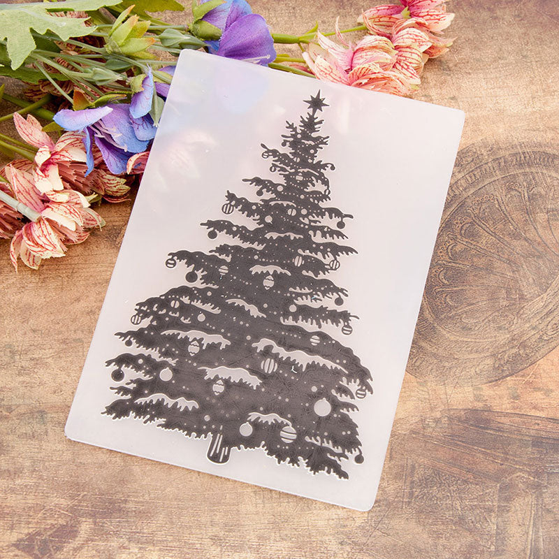 Kokorosa Christmas Tree Pattern Plastic Embossing Folder
