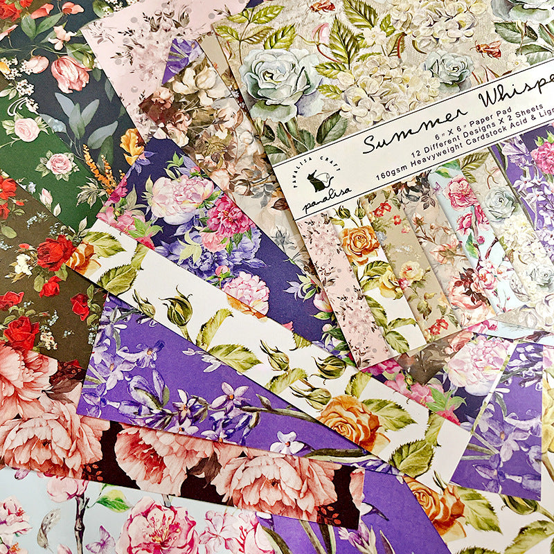 Kokorosa 24PCS  6" Full Flowers DIY Scrapbook & Cardstock Paper