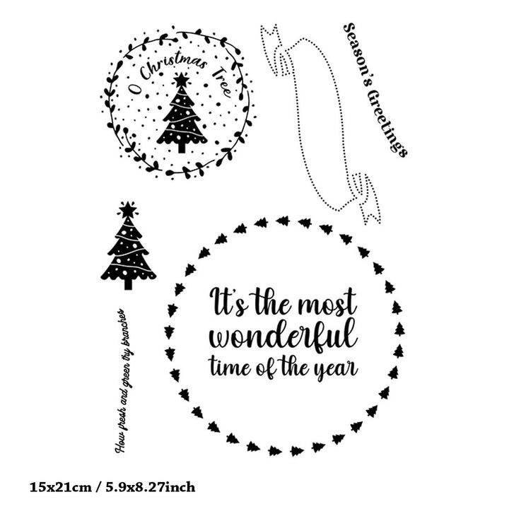 Kokorosa Christmas Tree & Blessing Word Clear Stamps