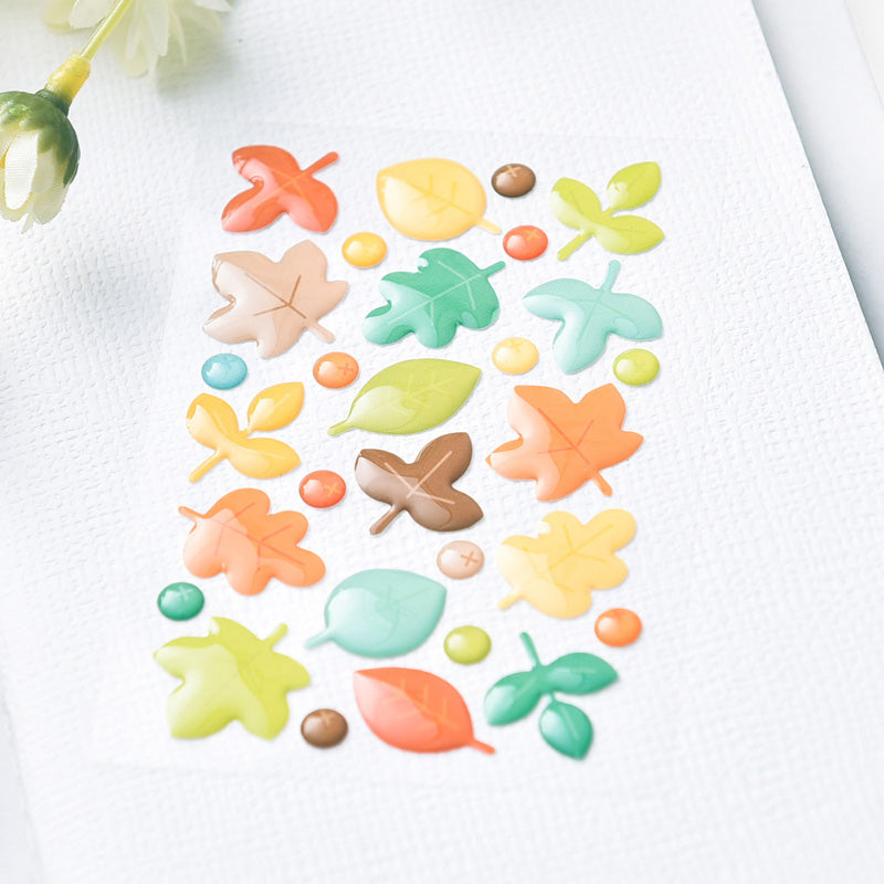 Kokorosa Self Adhesive 3D Leaves Handmade Crafts Decoration Enamel Stickers