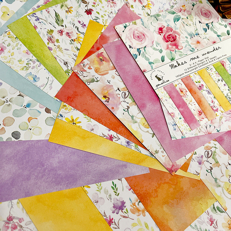 Kokorosa 24PCS  6" Watercolor Flowers DIY Scrapbook & Cardstock Paper