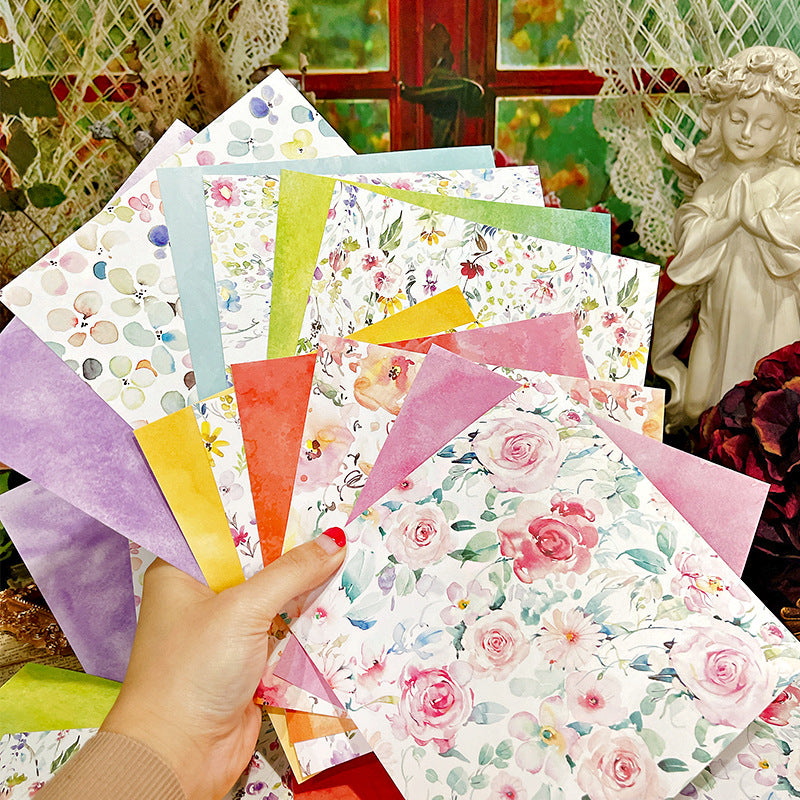 Kokorosa 24PCS  6" Watercolor Flowers DIY Scrapbook & Cardstock Paper