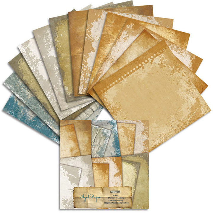Kokorosa 24PCS DIY Scrapbook & Cardmaking Aged Paper Background Paper