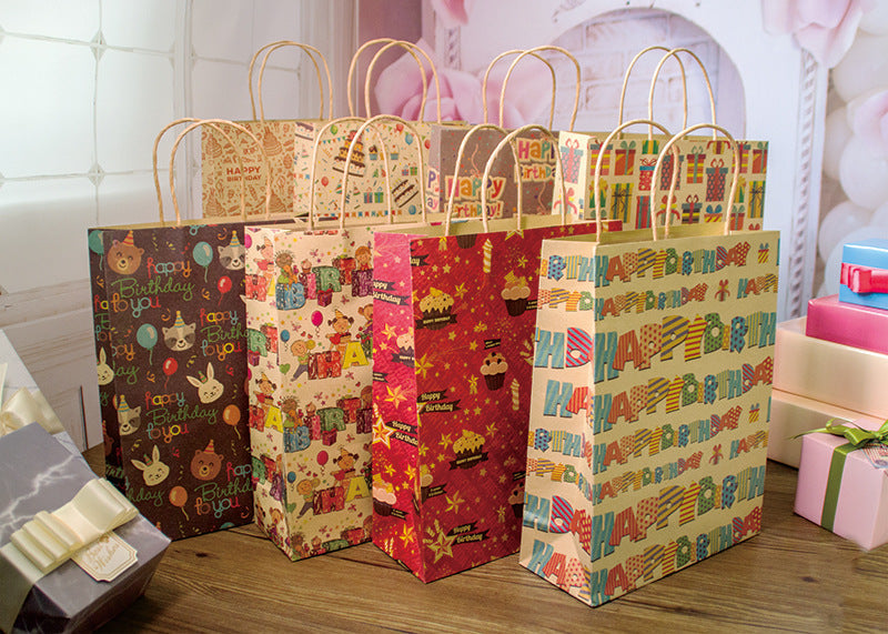 Kokorosa Birthday Kraft Paper Gift Bags