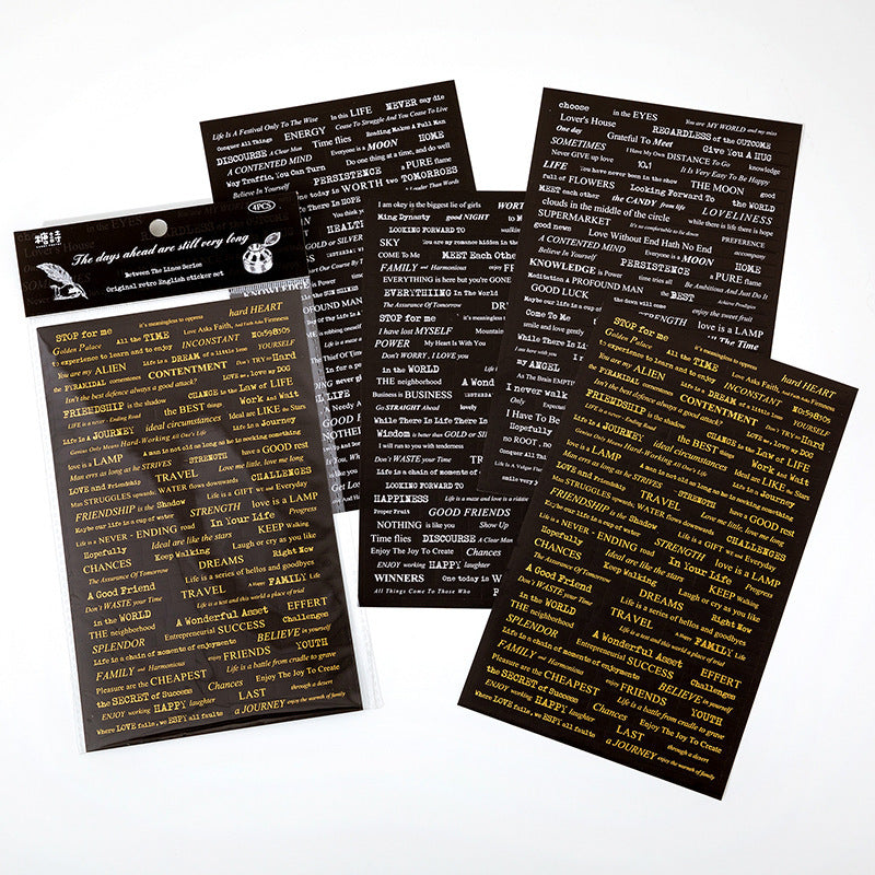 Bronzing Word Phrases Stickers (4PCS)