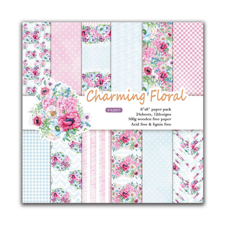 Kokorosa 24PCS  6" Charming Floral DIY Scrapbook & Cardstock Paper