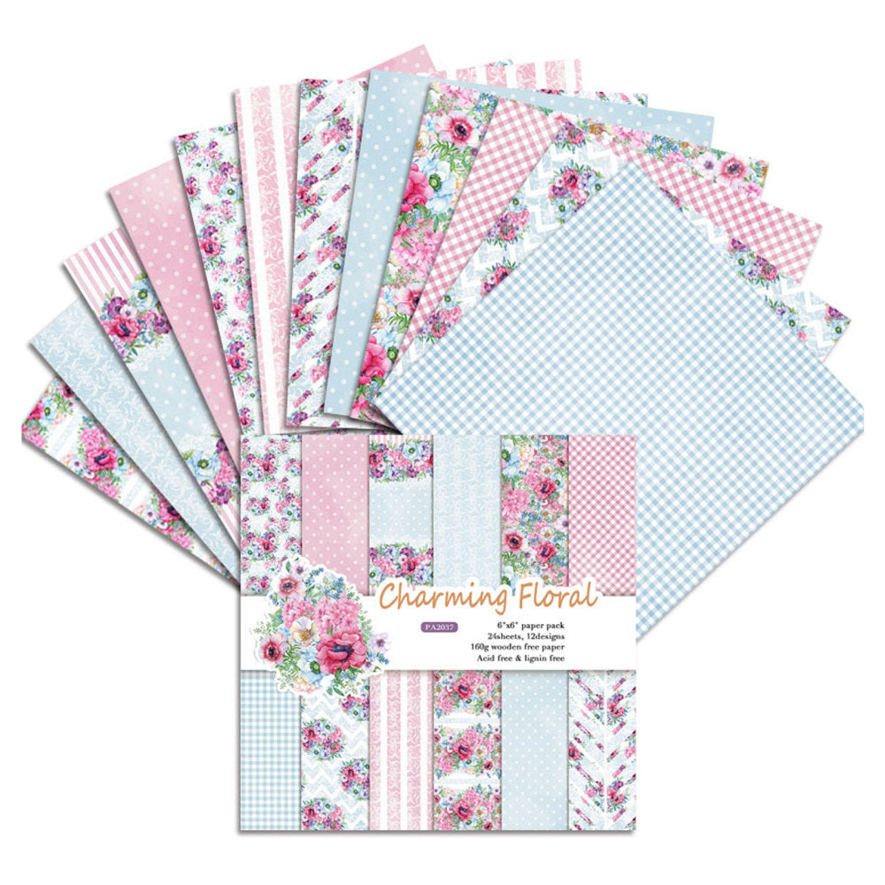 Kokorosa 24PCS  6" Charming Floral DIY Scrapbook & Cardstock Paper