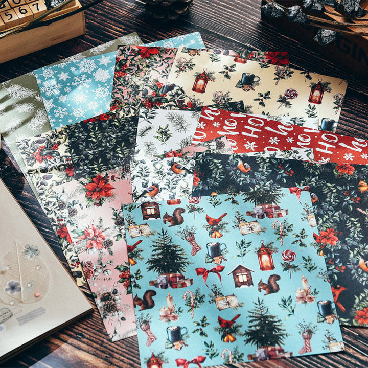 Kokorosa 12PCS DIY Single-sided Printing Christmas Background Paper