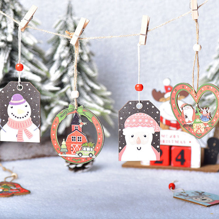 Kokorosa Wooden Decoration 3PCS Christmas Color Painting Door Pendant