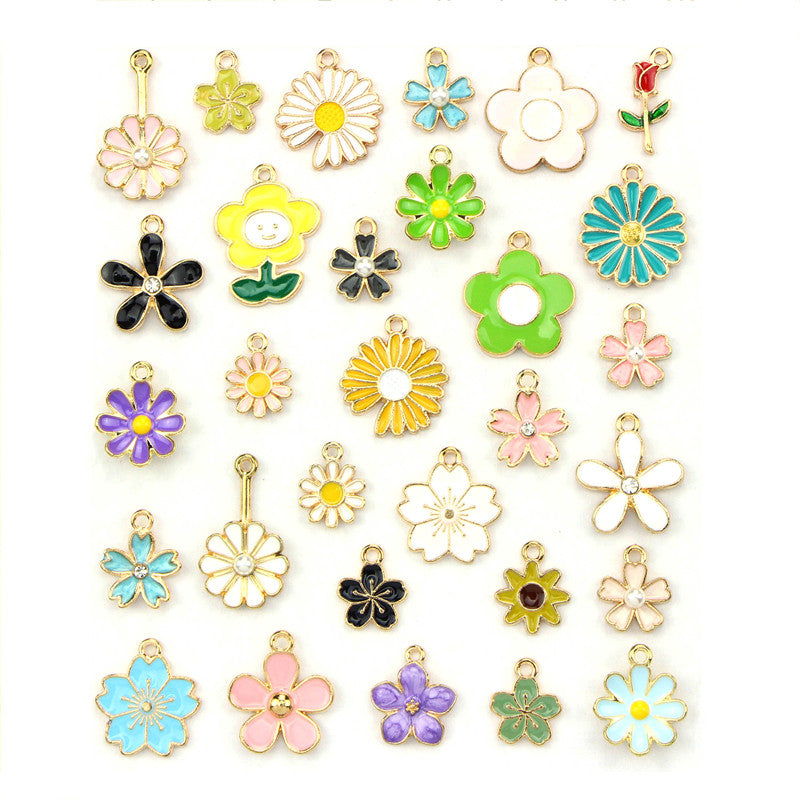 Kokorosa Colored Flowers Drip Alloy Pendant Embellishments（30 Pcs）