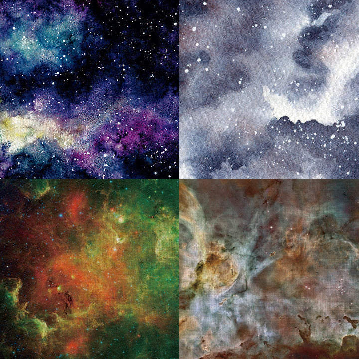 Kokorosa 24PCS DIY Scrapbook & Cardmaking Cosmic Nebula Print Paper