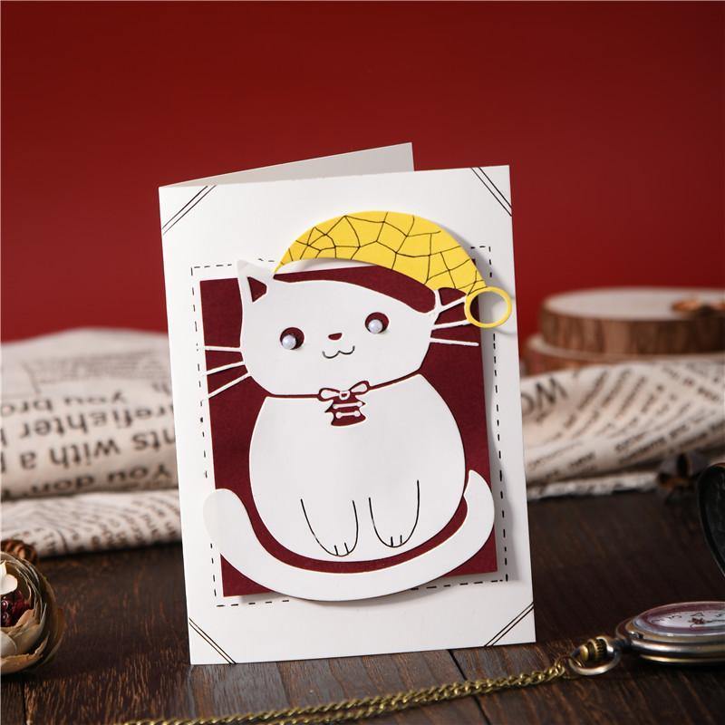 Cute Cat with Hat Metal Cutting Dies - kokorosastudio.com