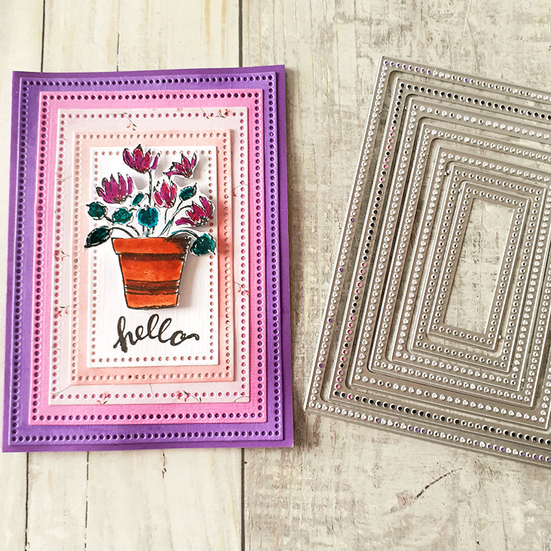 Metal Cutting Dies With Stackable Rectangle Frame Border For Card ...