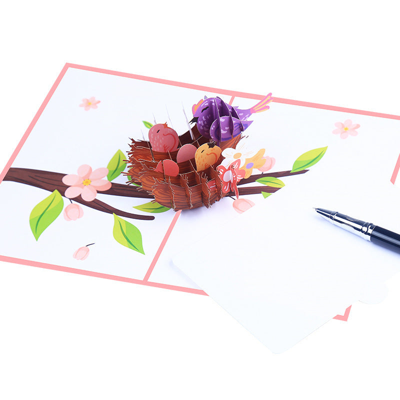 3D Pop Up Bird Nest Greeting Card